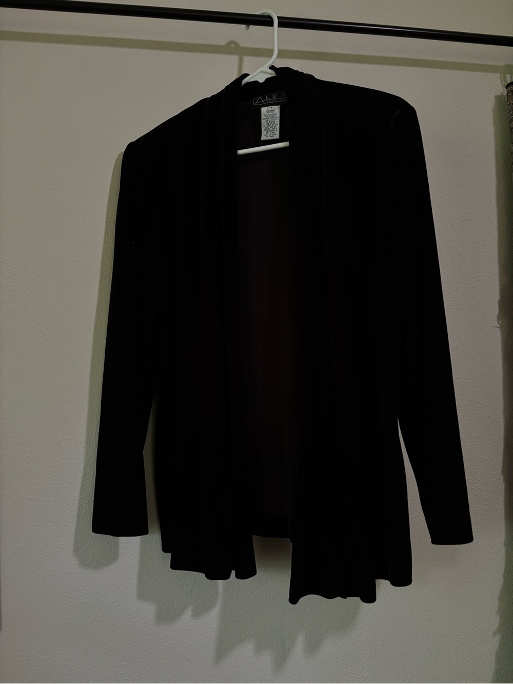 Alex Evenings Black Open-Front Draped Cardigan